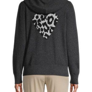 Leopard Heart Full-Zip Cashmere Hoodie Size XS